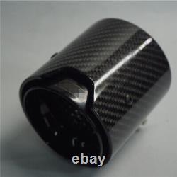 Pair Universal Carbon Fiber 71-93mm Car SUV Exhaust Pipe Tips Glossy Black