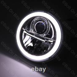 Pair of LHD 7 Inch LED Head Lamps Lights with Halo Sidelight & Chrome Reflector