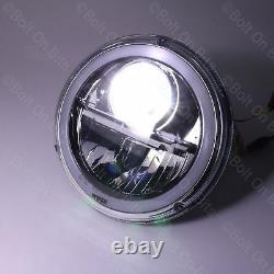 Pair of LHD 7 Inch LED Head Lamps Lights with Halo Sidelight & Chrome Reflector