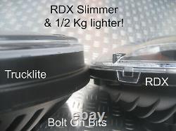 RDX LED Headlamps/Headlights & Stainless Rims E mark RHD Defender 1983 to 2016