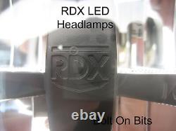 RDX LED Headlamps/Headlights & Stainless Rims E mark RHD Defender 1983 to 2016