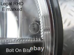 RDX LED Headlamps/Headlights & Stainless Rims E mark RHD Defender 1983 to 2016
