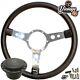 Steering Wheel & Boss Fitting Kit 15 Polished Vinyl Semi Dished For Classic Car