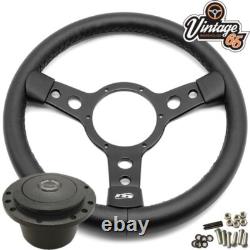 Steering Wheel & Boss fitting Kit Upgrade 13 Vinyl Semi Dished For Classic Cars