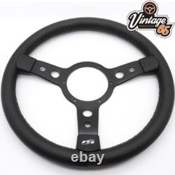 Steering Wheel Upgrade 14 Satin Black Alloy Vinyl Semi Dished For Classic Cars