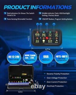 Universal RGB 8 Gang Switch Panel LED Light Relay System APP Control Car Boat RV