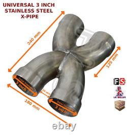 Universal Stainless Steel Exhaust X Pipe Piece Adapter 3'' Xp3-lr1